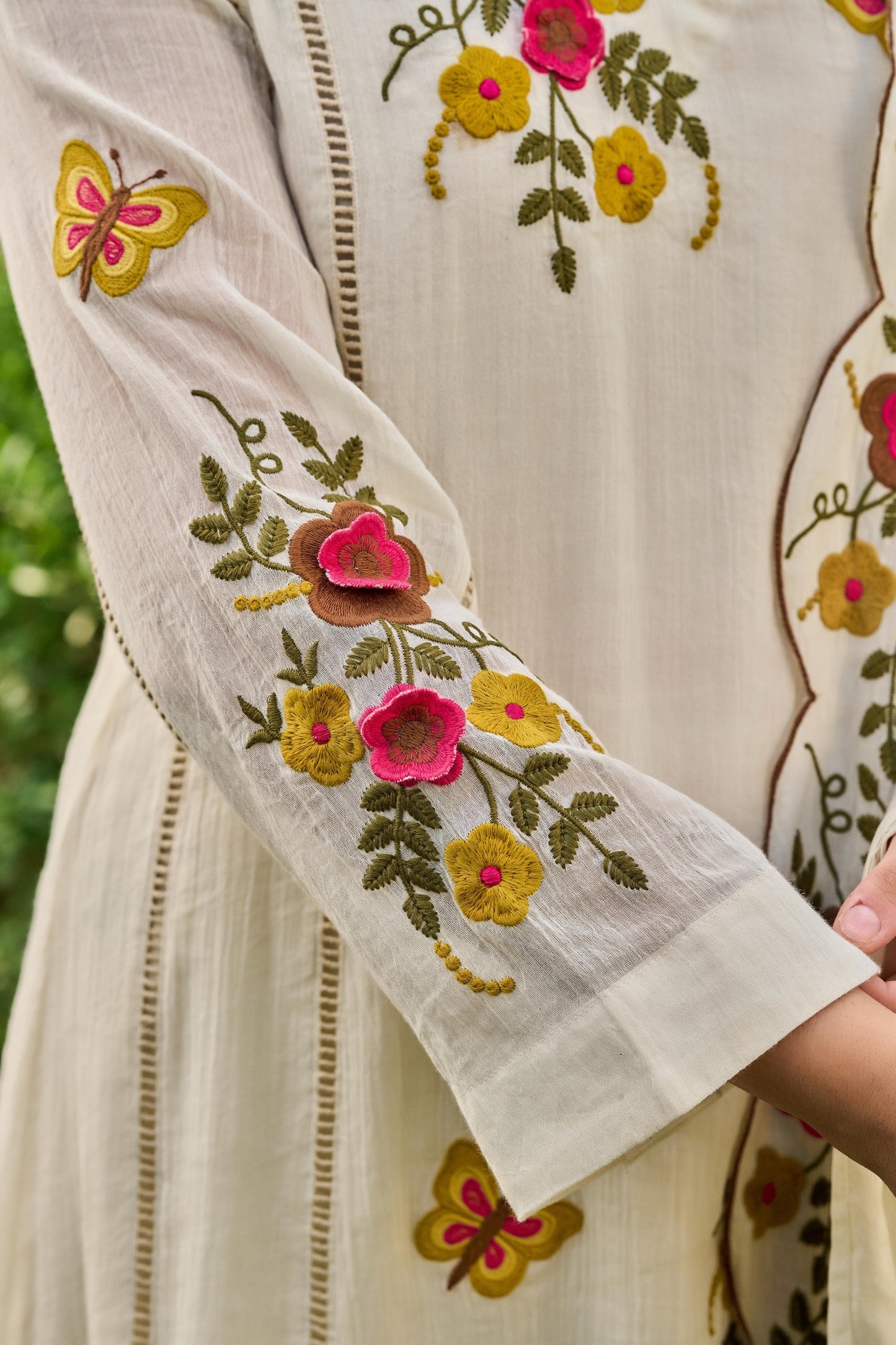 Crush cotton A line Fully embroidered with mul lining beautiful three piece set (S180)
