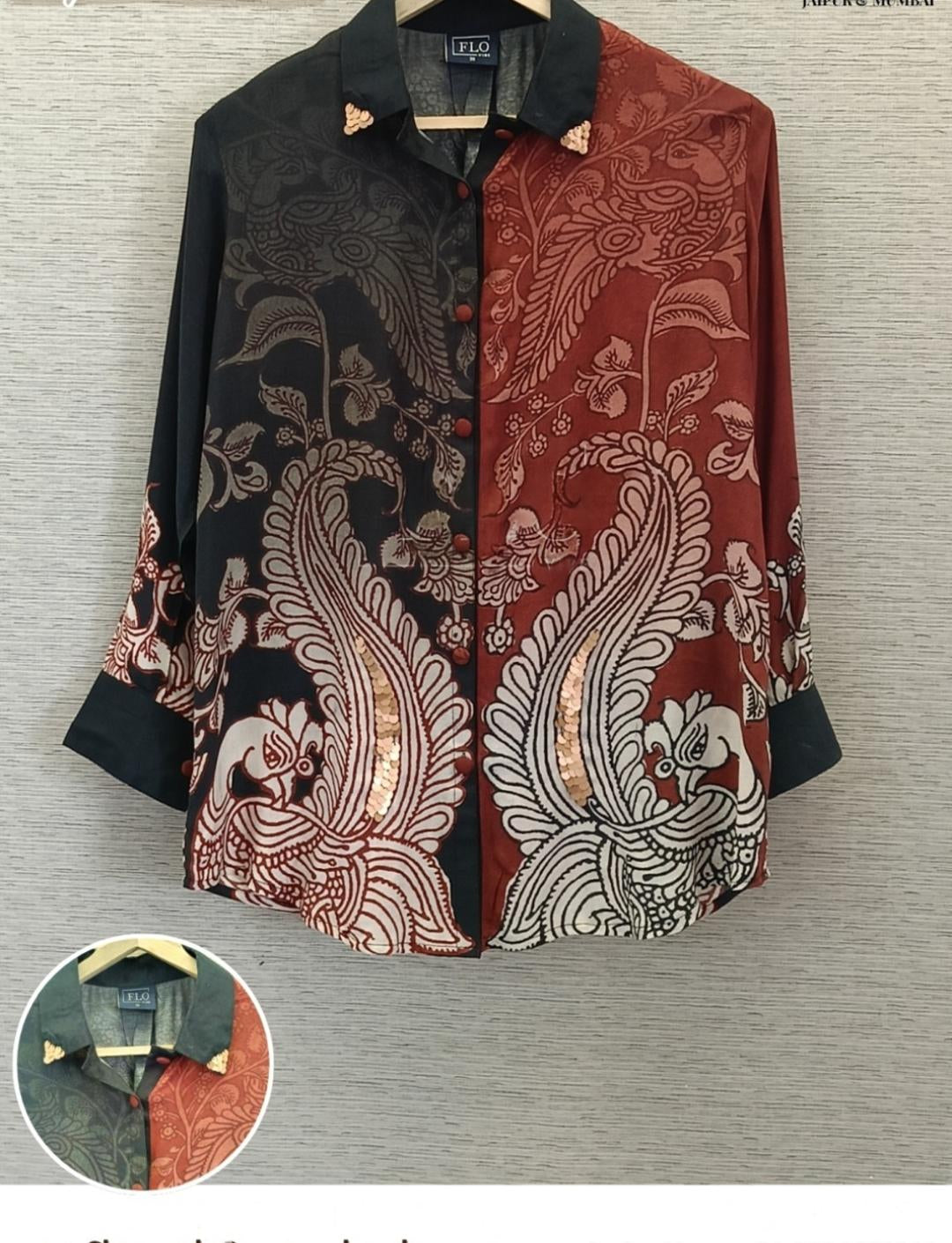 Pure muslin kalamkari print smart shirt (B903)