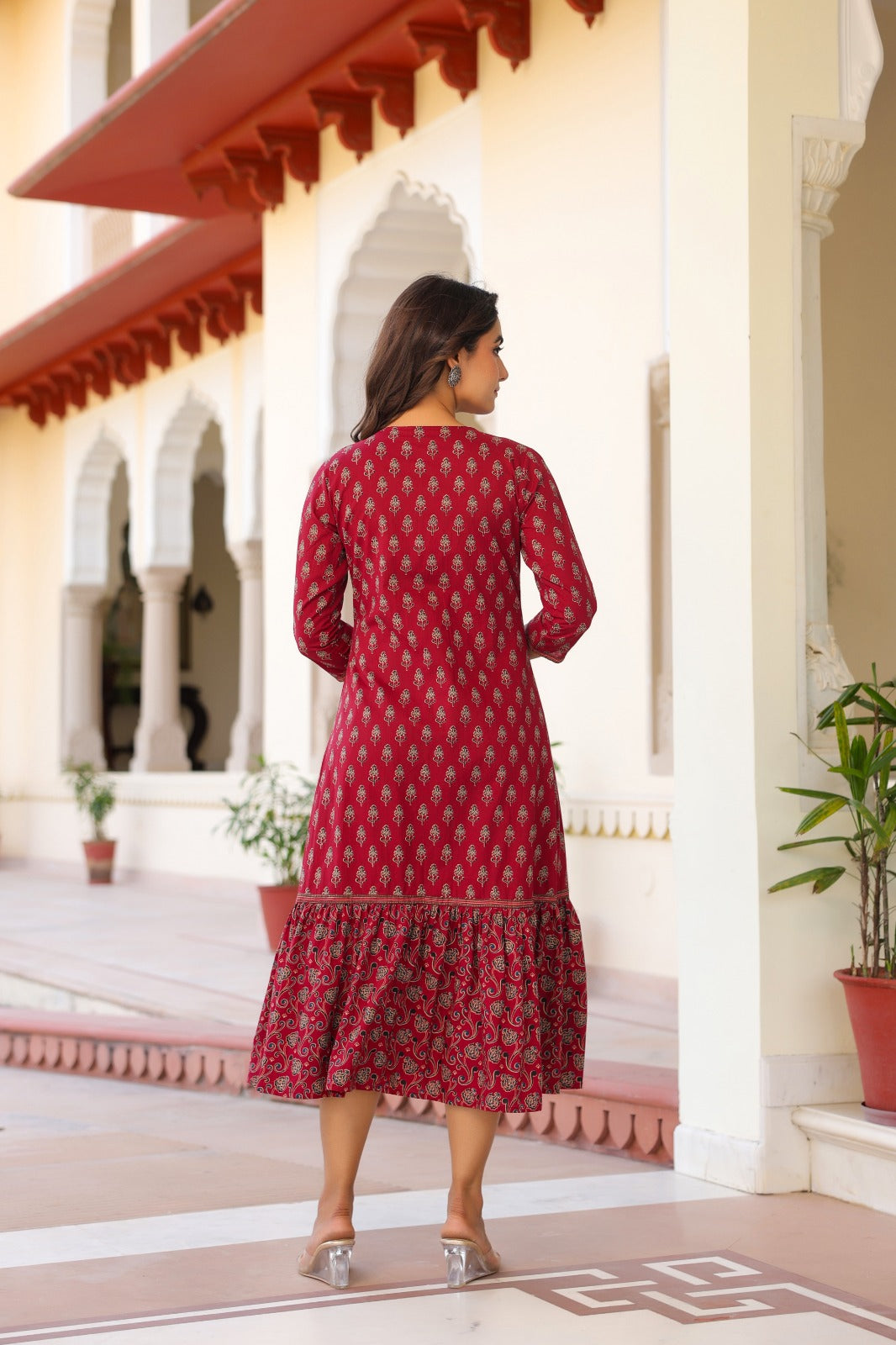 Original block print smart two piece dress length 46 inch (B287)