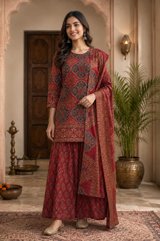 Pure cotton with divider skirt smart three piece set (S249)