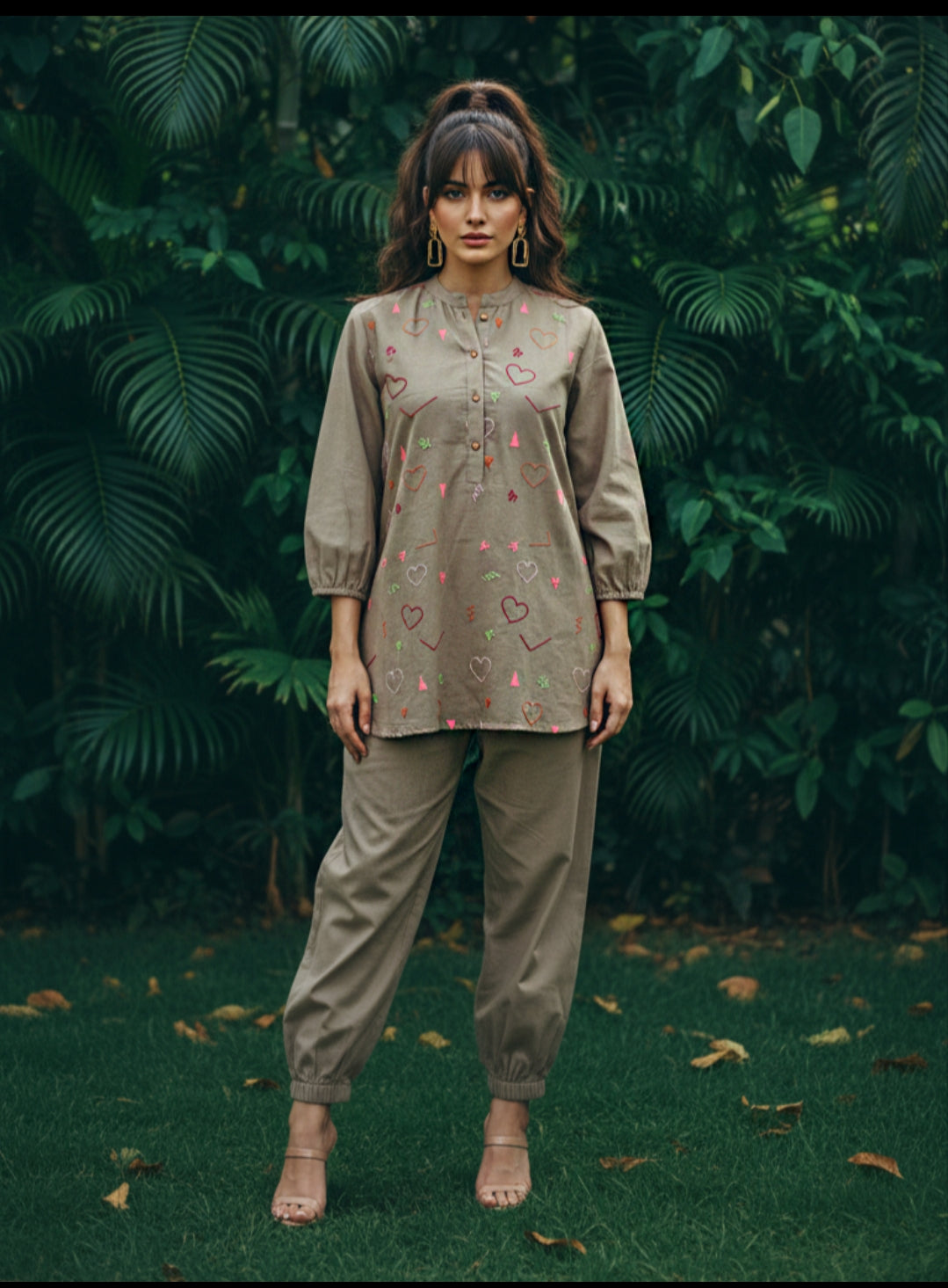 Smart cotton with pant fully thread work two piece cordset (B932)