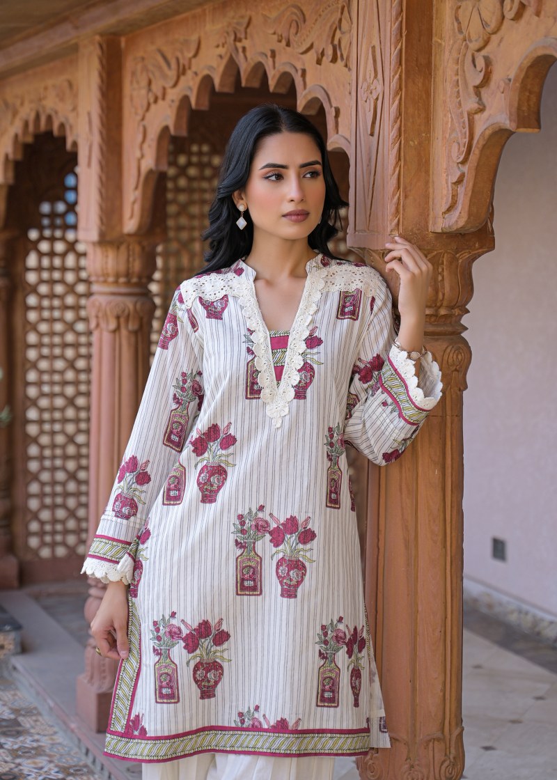 Pure cotton block print with farshi salwar stylish two piece cordset (S136)