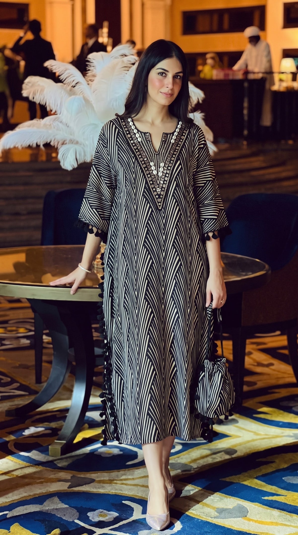 Stylish kaftan pure muslin silk with potli bag (C649)