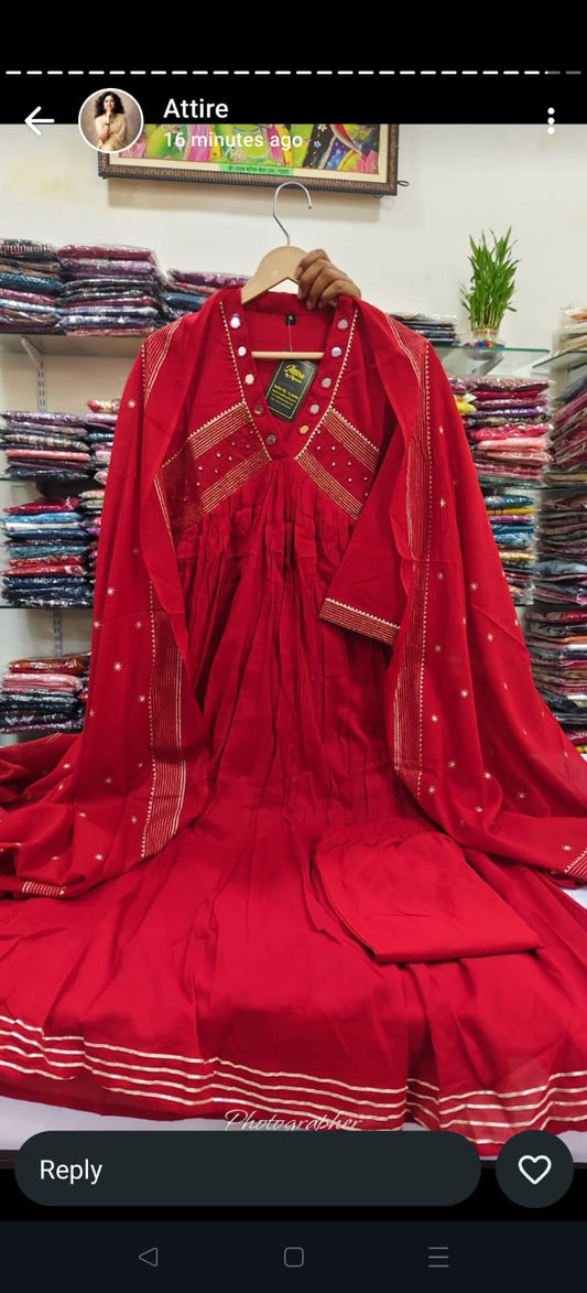 Red pure cotton three piece set (A1116)