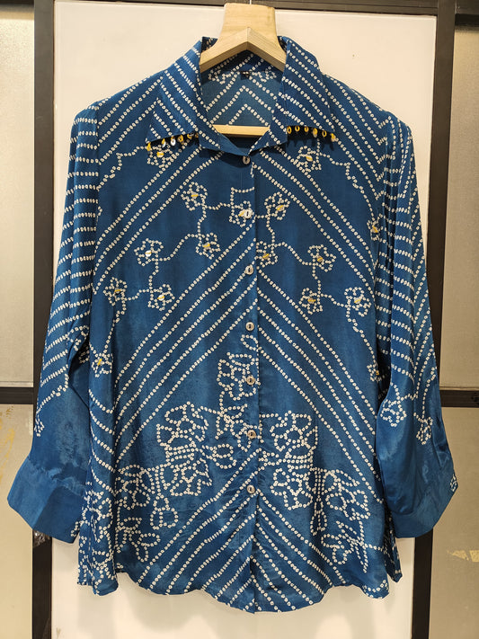 Pure crape bandani print smart shirt  (B861)