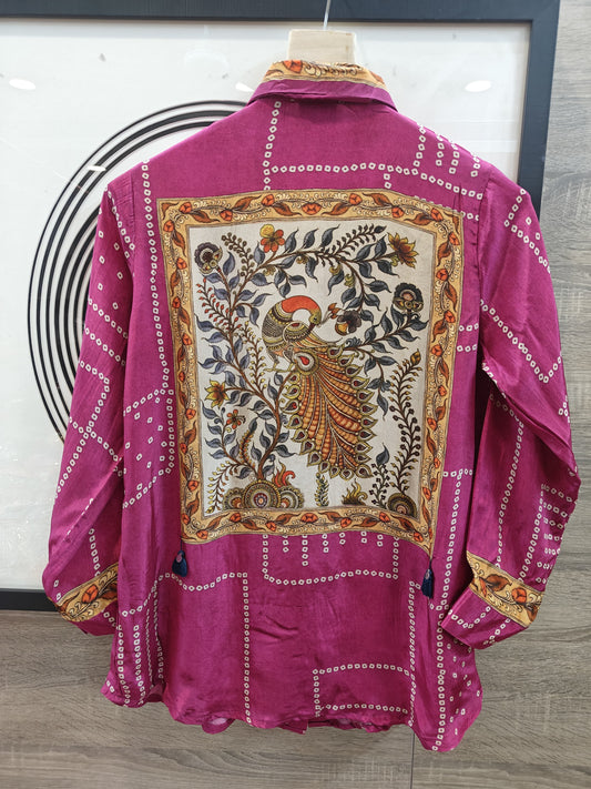 Pure crape bandani print smart shirt (B292)