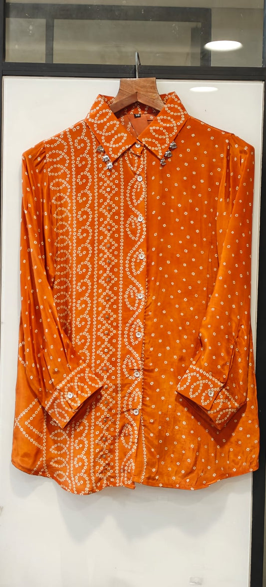 Pure crape bandani print shirt (B625) (loose fit upto 46)