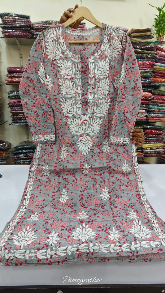 Pure cotton chikankari only kurti (B257)