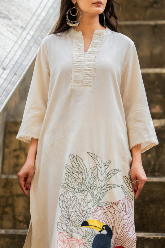 Offwhite fully thread work two piece cordset (P1931)