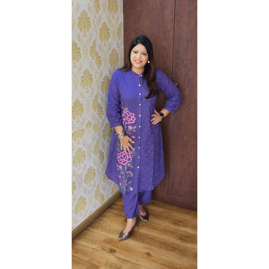 Purple hakoba with lining two piece cordset (P904)