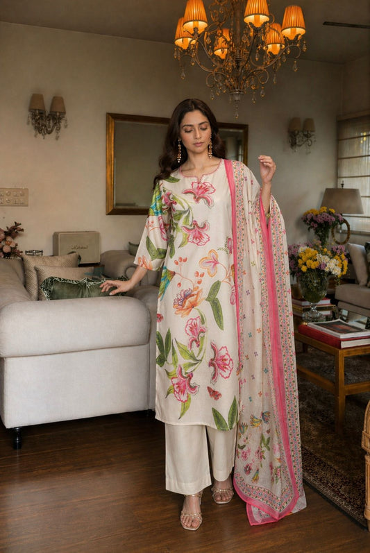 Pure cotton linen smart three piece set (B558) (next week dispatch)