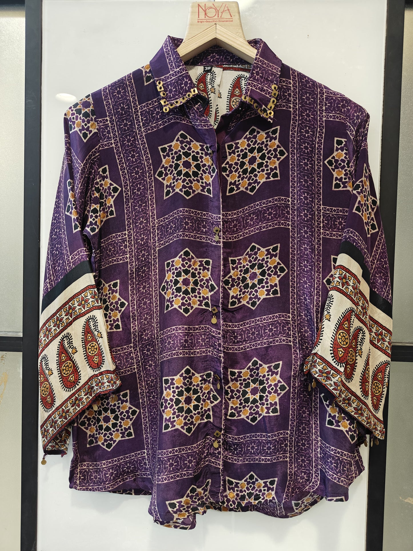 Purple pure crape bandani print only shirt (B828)
