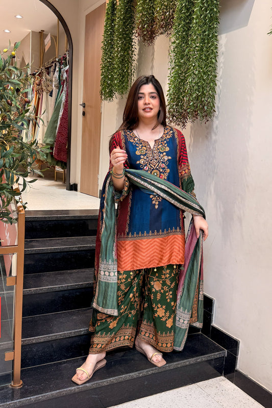 Russian silk with a lining three piece set (S357)