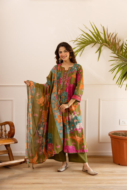 Pure cotton digital print three piece set (B207)