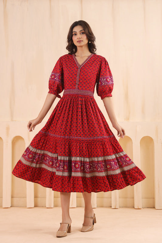 Smart one piece pure cotton dress (B349)