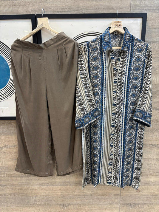 Pure crape digital print smart two piece cordset (B296)