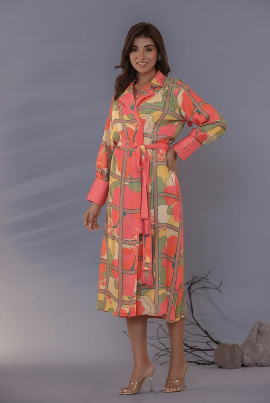 Muslin silk one piece dress (P2171)