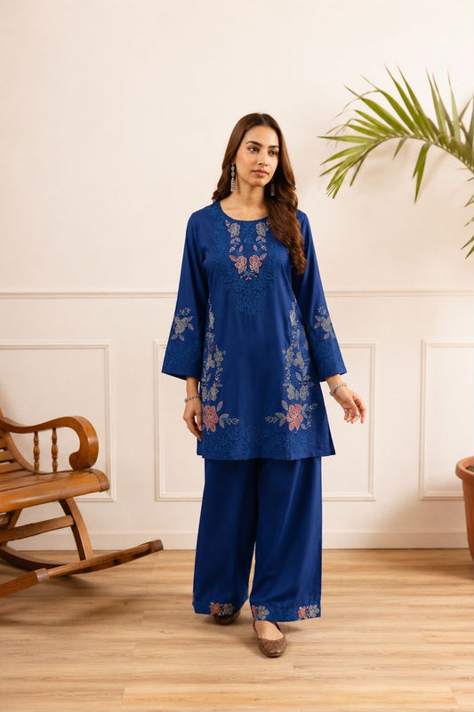 Cotton with Fully thread work smart two piece cordset (S211)