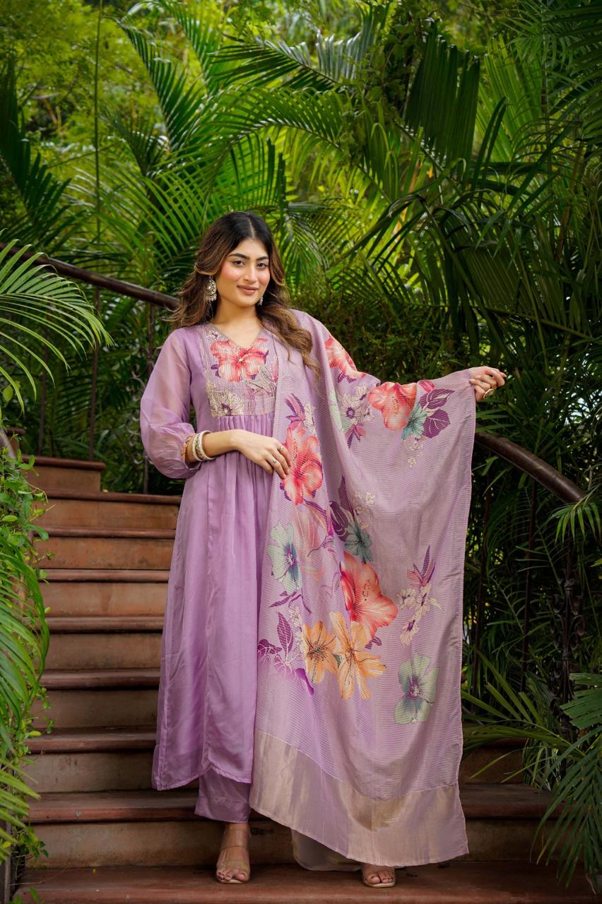 Light purple glass oraganza designer three piece set (A1238)