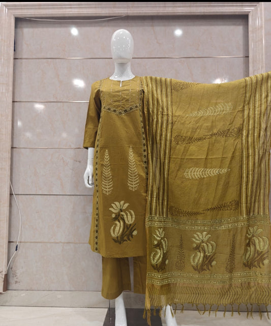 Pure cotton with kota dupatta three piece set (B873)