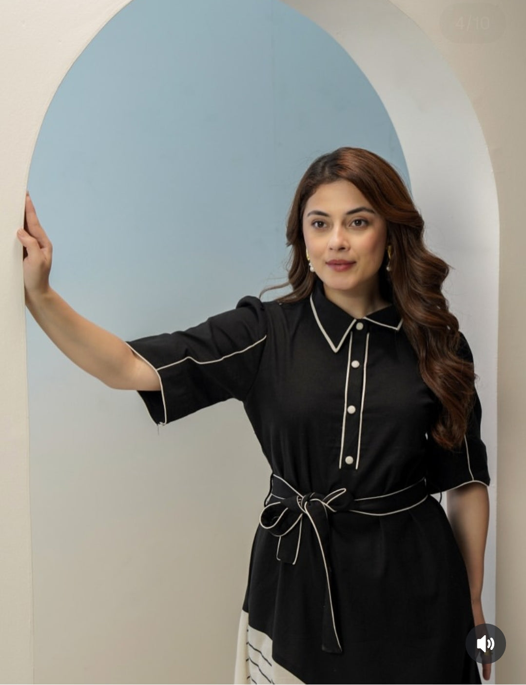 Very smart cotton linen one piece dress (A1660)