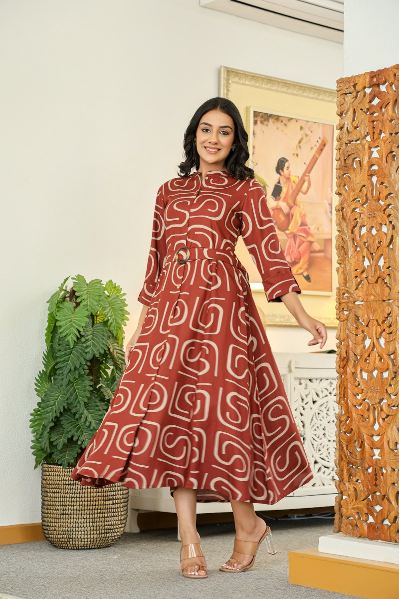 Cotton modal stylish one piece dress (P2336)