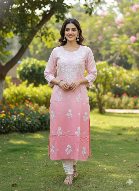 Omare cotton modal chikankari only kurti (A1783)