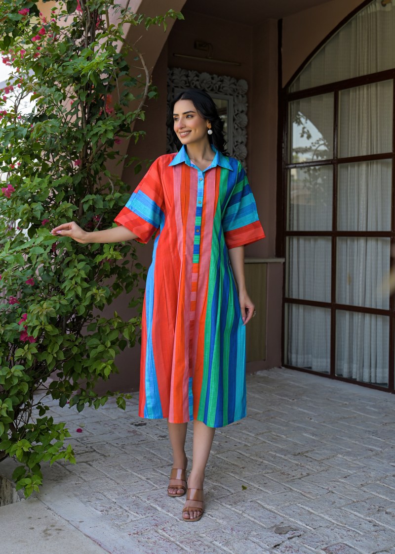 Cotton linen smart one piece dress (B688)