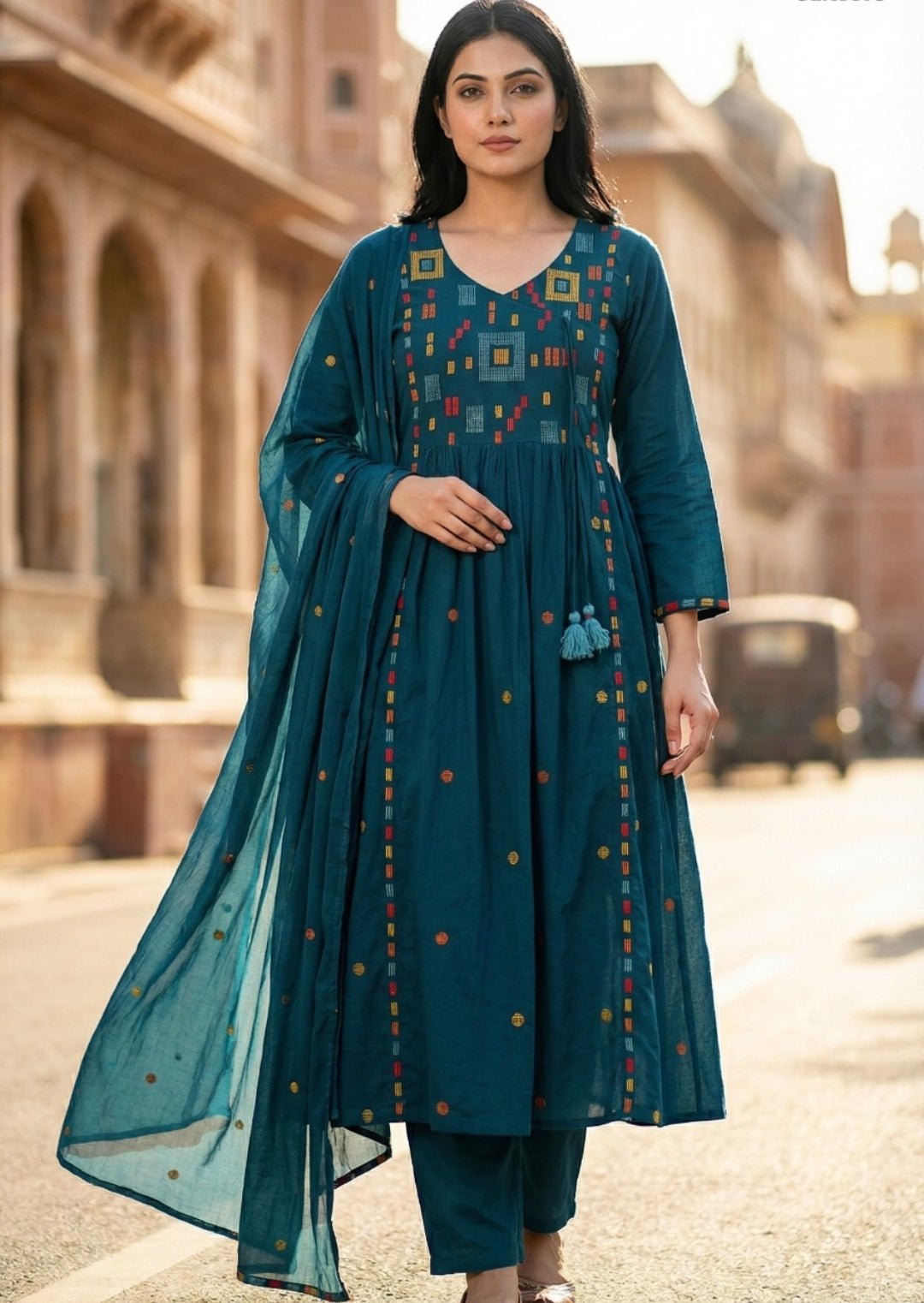 Pure cotton fully embroidered smart three piece set (B476)