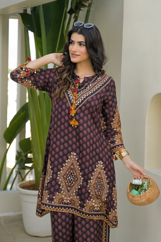 Pure crape with lining smart two piece cordset (B984)