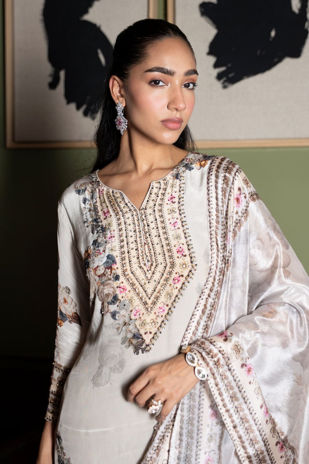 Pure muslin sharara set three piece set (C197)