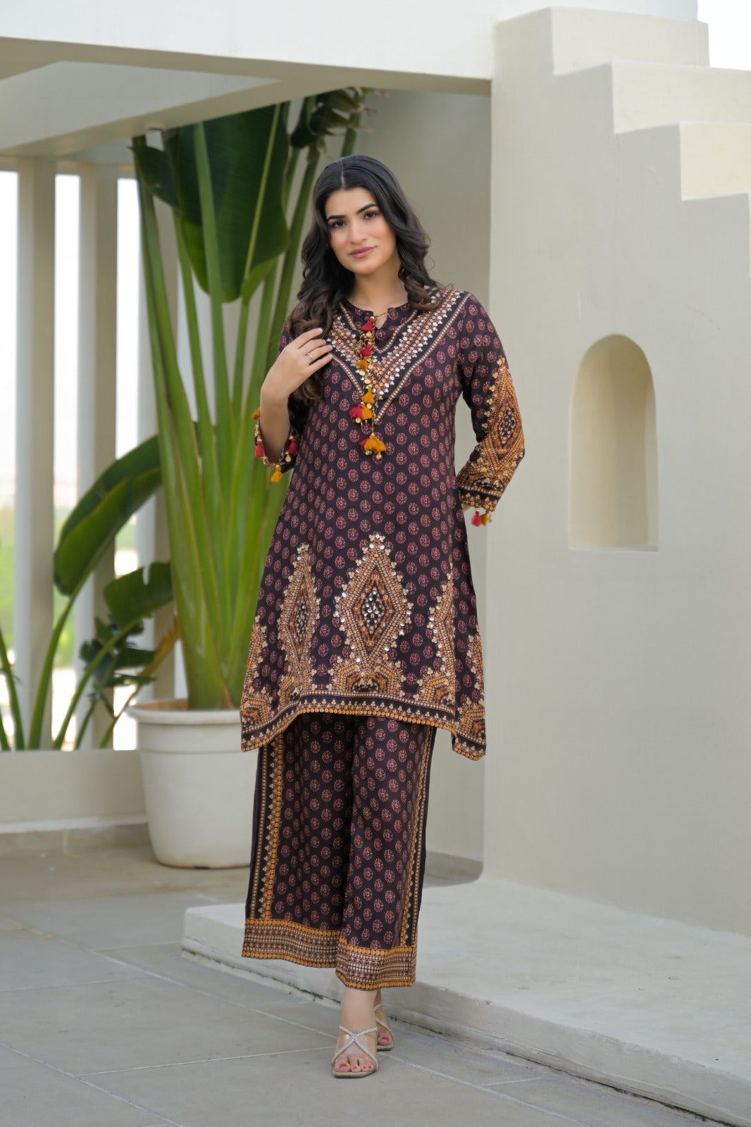 Pure crape with lining smart two piece cordset (B984)