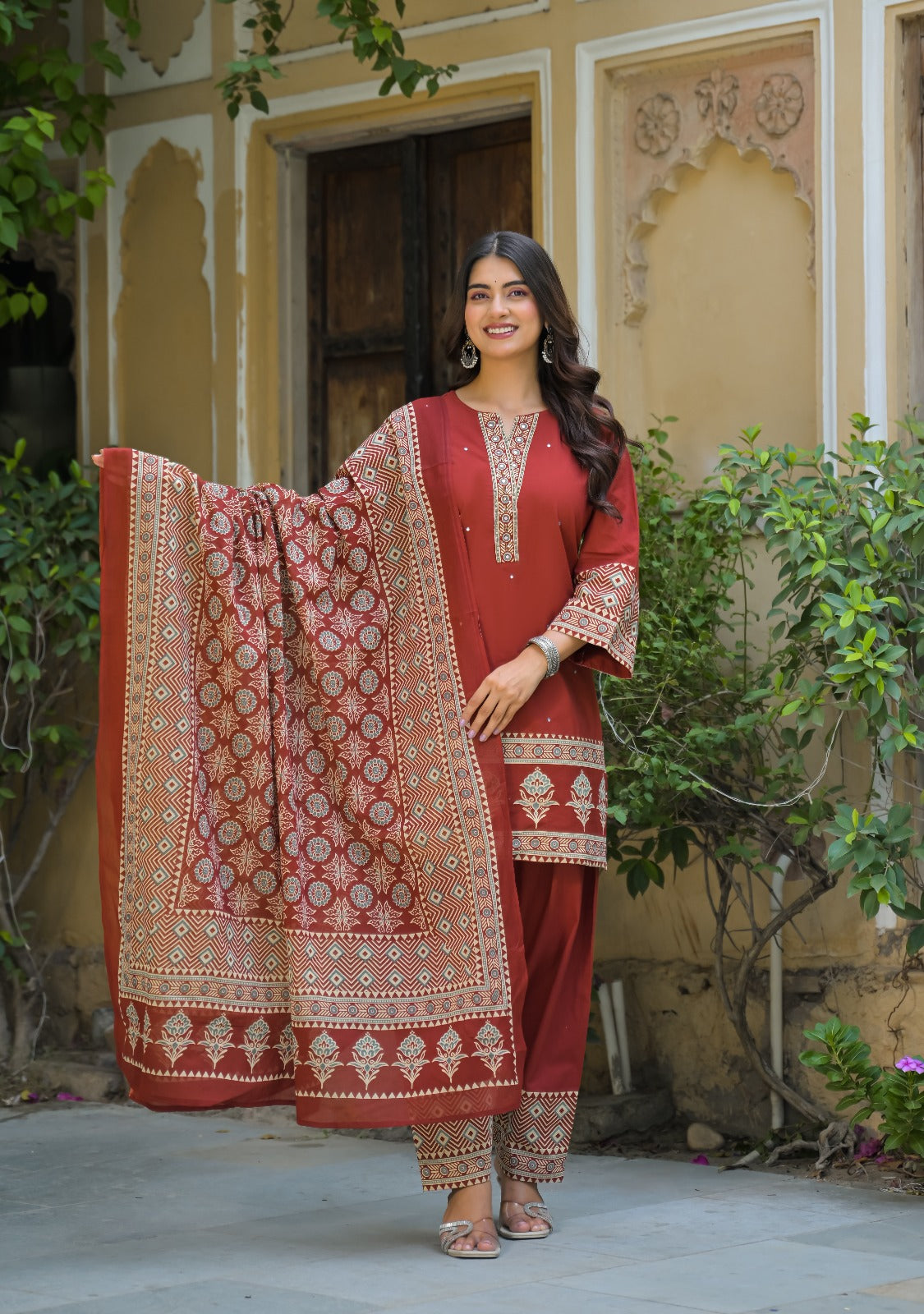 Pure cotton with farshi salwar three piece set (C449)