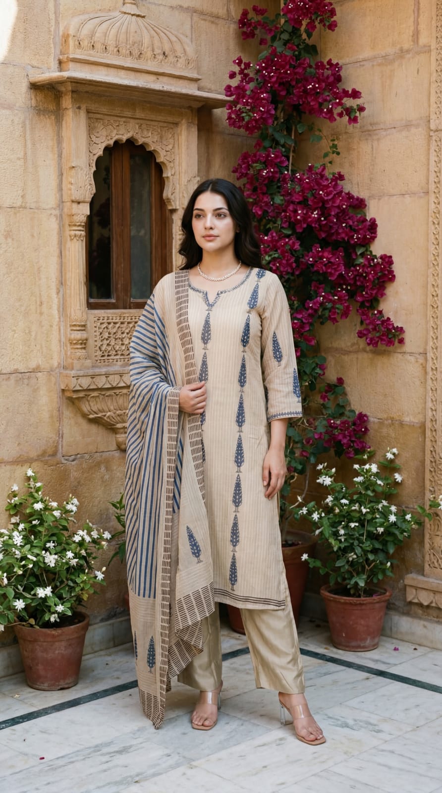 Soft organza with mul lining designer three piece set (A1977)