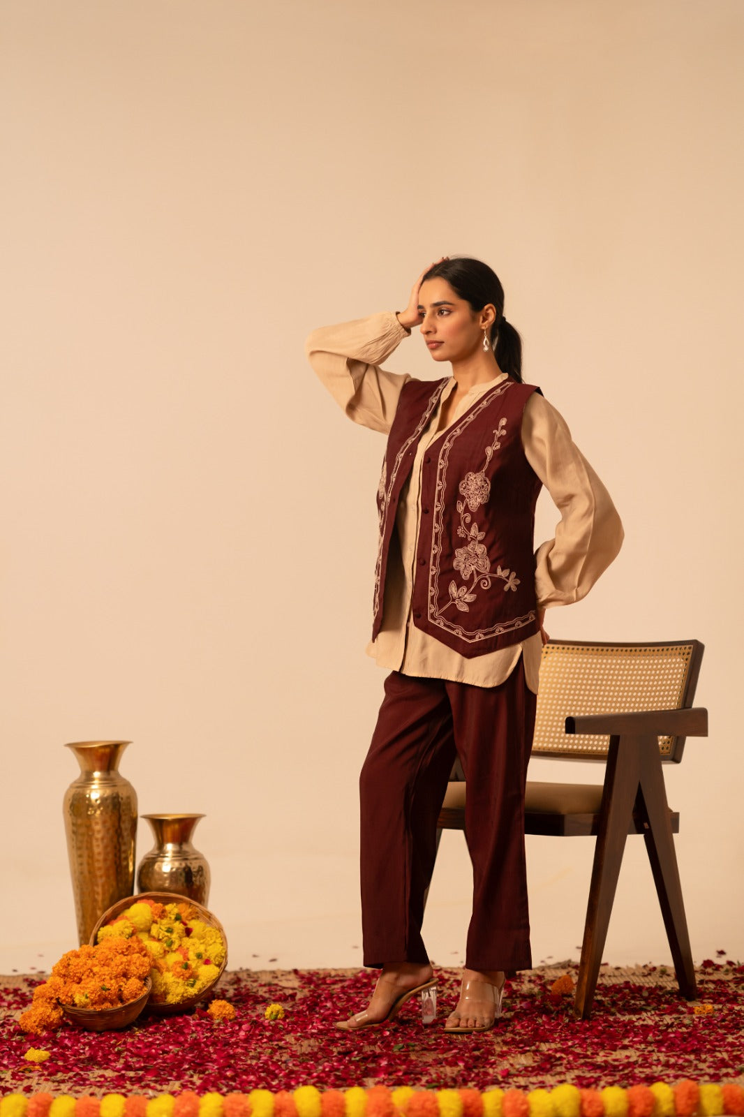 Pure muslin stylish three piece cordset (A1173)