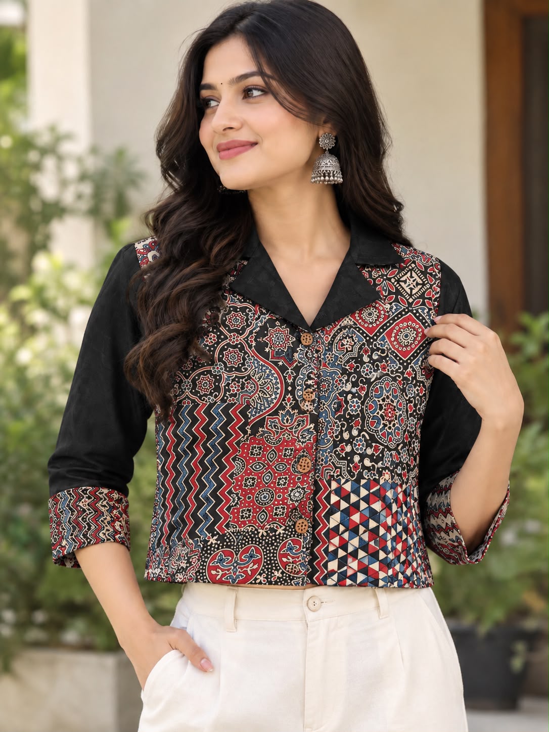 Pure mashroo gaji silk with mul lining crop top cum blouse (S404)