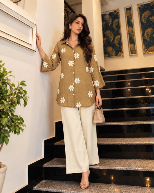 Imported cotton with wide plazo two piece cordset (S429)