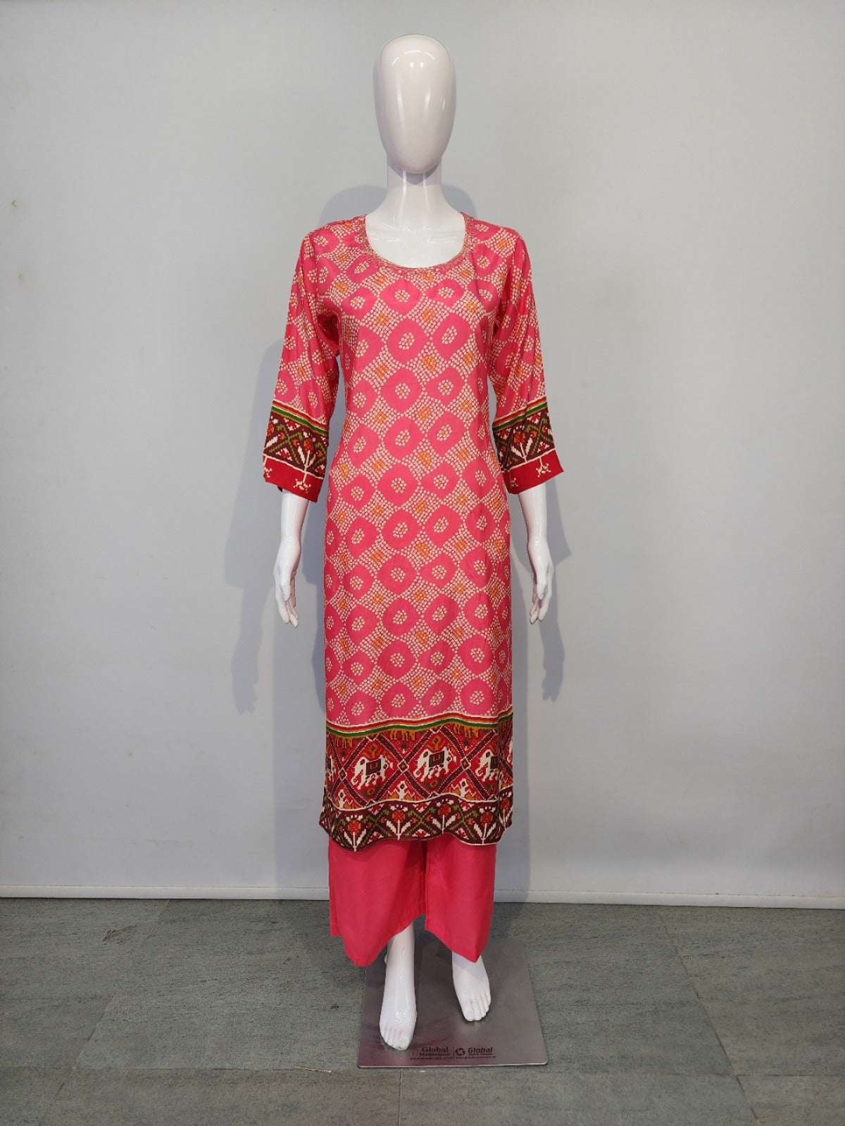 Light peach bandani with patola print two piece set (P1611)