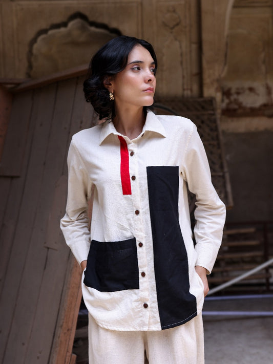 Off white cotton linen only shirt (A589)