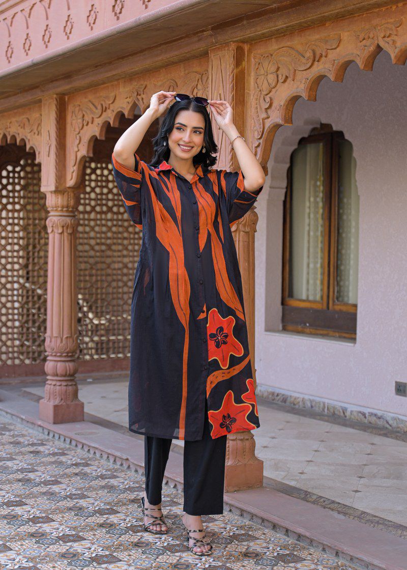 Pure cotton digital print smart two piece cordset (B924)