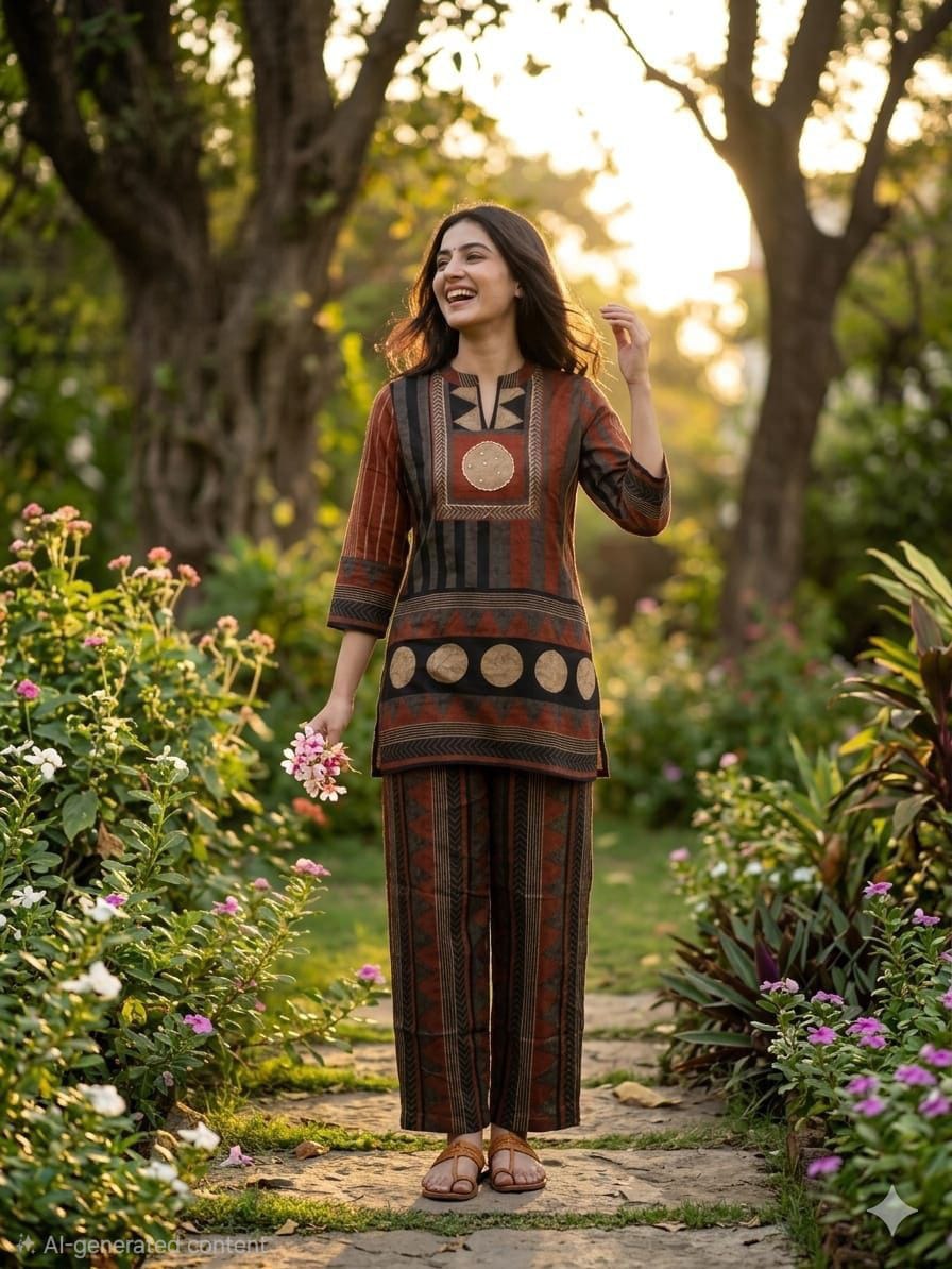 Cotton modal Ajrakh print two piece cordset (S176)