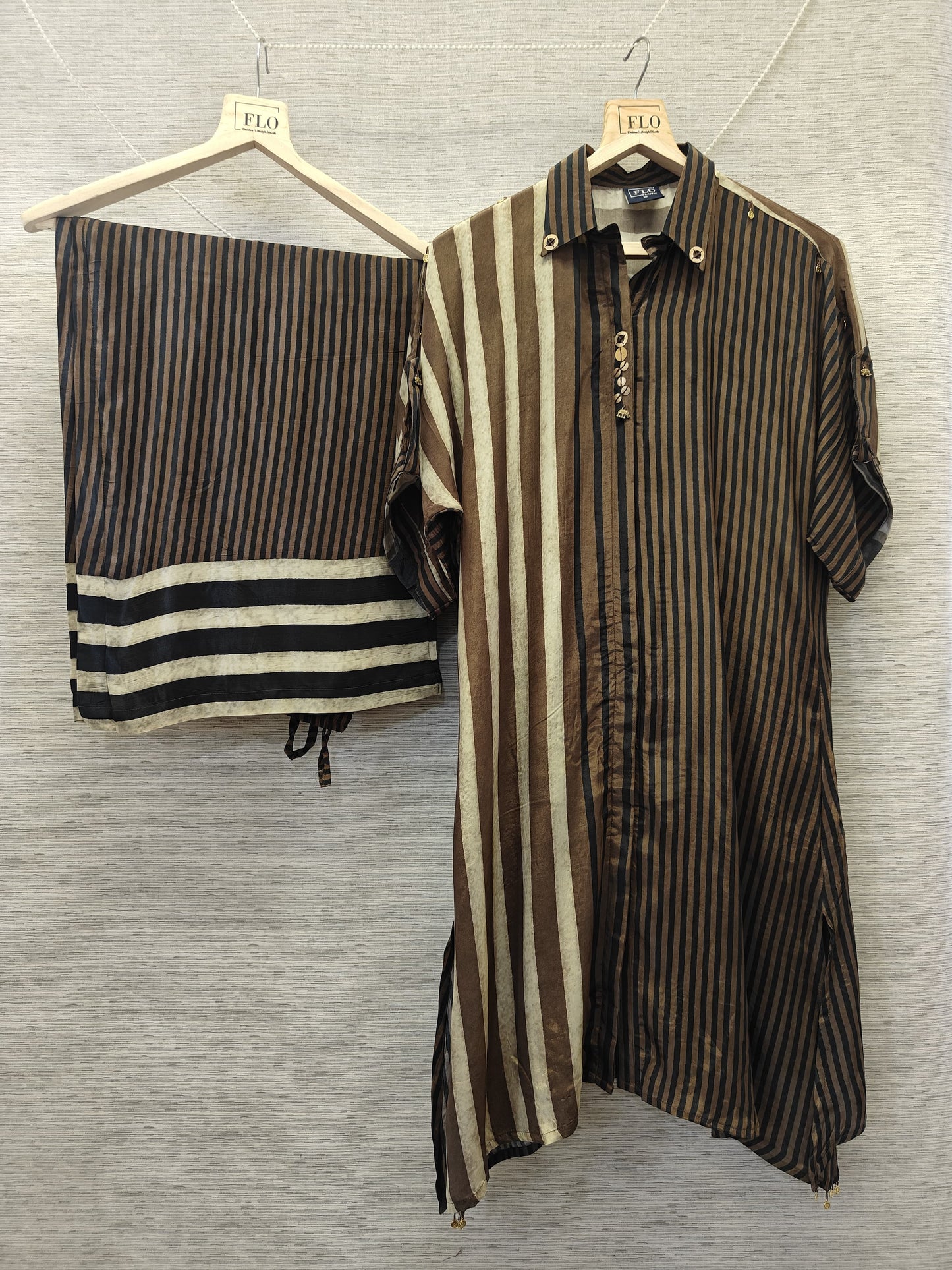 Pure crape strips smart two piece cordset (S191)