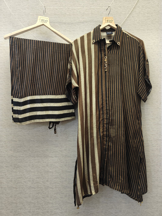 Pure crape strips smart two piece cordset (S191)