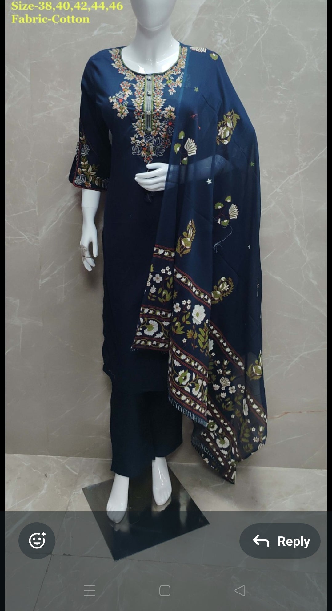 Pure cotton embroidered three piece set (B626)