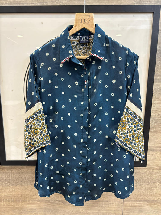 Pure crape bandani print smart shirt (B337)
