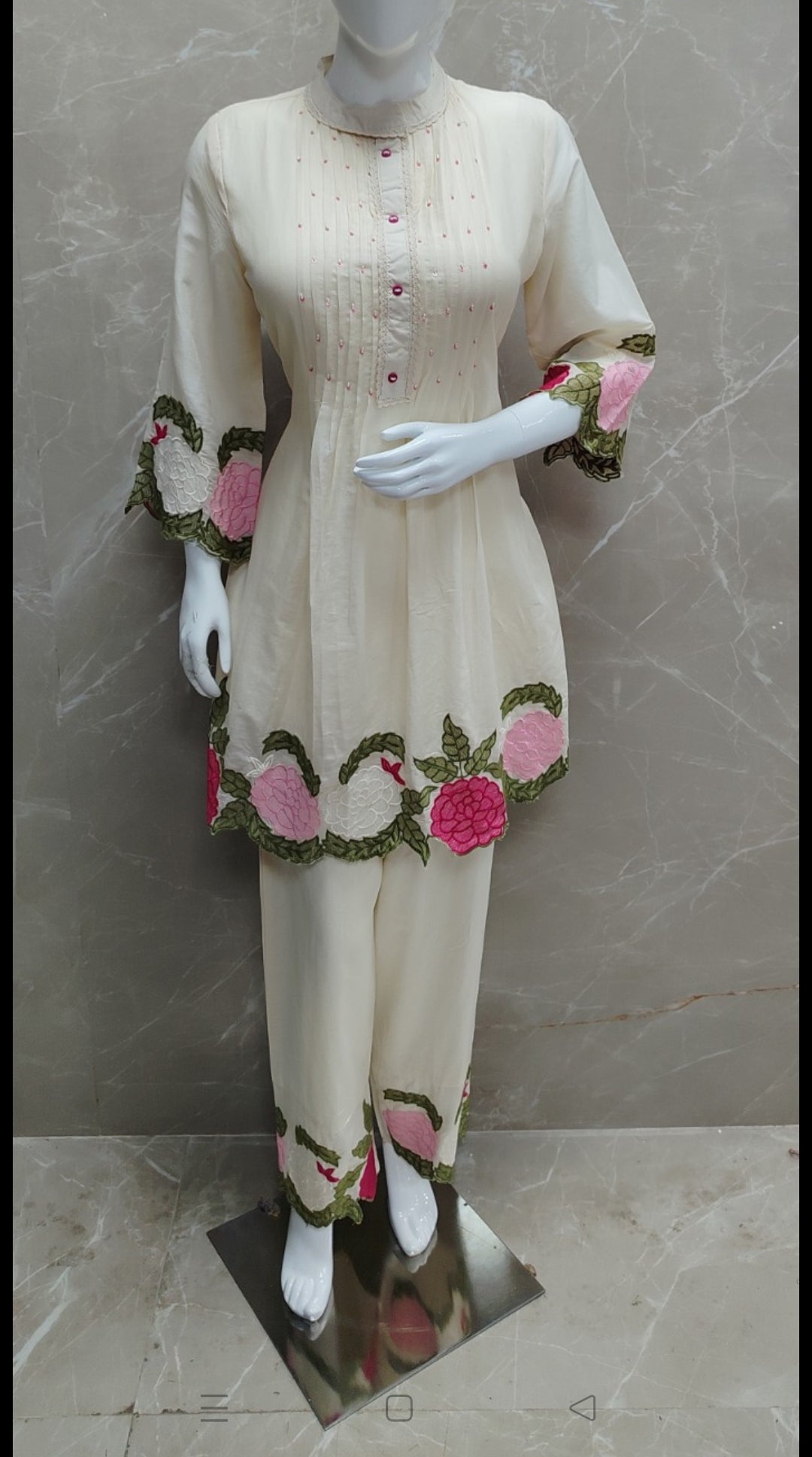 Soft chanderi with applique work two piece cordset (B323)