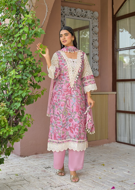 Pure muslin kalamkari three piece set (C232)