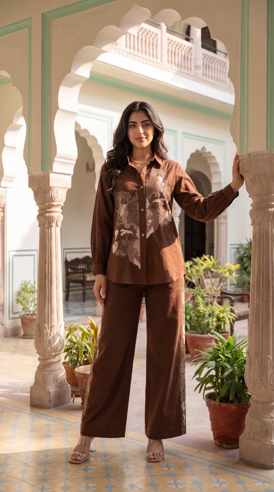 Pure cotton fully embroidered smart two piece cordset (B893)