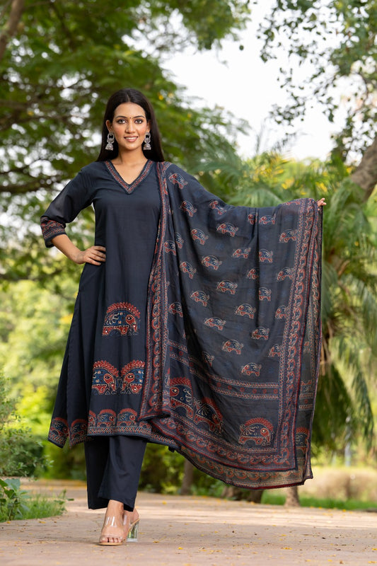 Black pure cotton three piece set (A339)
