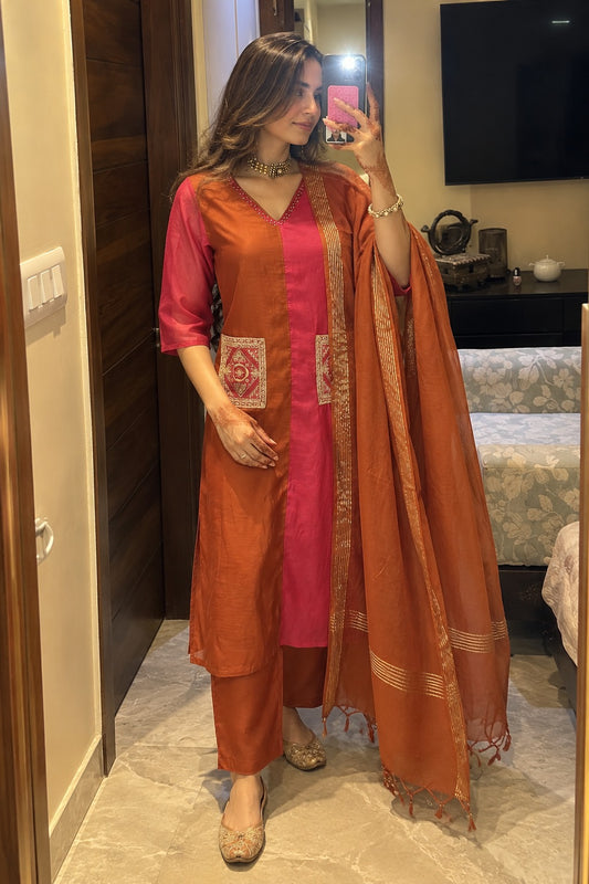 Banarasi mul chanderi three piece set (S441)